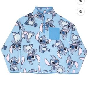 Disney Stitch Women's Fleece Pullover Quarter-Zip with pockets